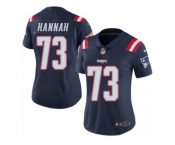 Women's Nike New England Patriots #73 John Hannah Limited Navy Blue Rush NFL Jersey