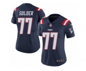 Women's Nike New England Patriots #77 Nate Solder Limited Navy Blue Rush NFL Jersey