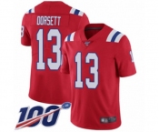 Youth New England Patriots #13 Phillip Dorsett Red Alternate Vapor Untouchable Limited Player 100th Season Football Jersey