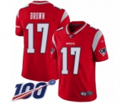 Youth New England Patriots #17 Antonio Brown Limited Red Inverted Legend 100th Season Football Jersey