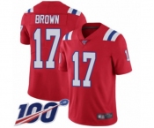 Youth New England Patriots #17 Antonio Brown Red Alternate Vapor Untouchable Limited Player 100th Season Football Jersey