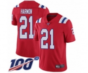 Youth New England Patriots #21 Duron Harmon Red Alternate Vapor Untouchable Limited Player 100th Season Football Jersey