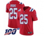 Youth New England Patriots #25 Terrence Brooks Red Alternate Vapor Untouchable Limited Player 100th Season Football Jersey