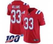 Youth New England Patriots #33 Joejuan Williams Red Alternate Vapor Untouchable Limited Player 100th Season Football Jersey