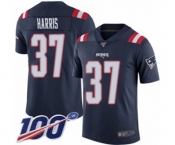 Youth New England Patriots #37 Damien Harris Limited Navy Blue Rush Vapor Untouchable 100th Season Football Jersey