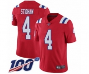Youth New England Patriots #4 Jarrett Stidham Red Alternate Vapor Untouchable Limited Player 100th Season Football Jersey