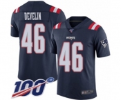 Youth New England Patriots #46 James Develin Limited Navy Blue Rush Vapor Untouchable 100th Season Football Jersey