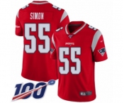 Youth New England Patriots #55 John Simon Limited Red Inverted Legend 100th Season Football Jersey