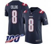 Youth New England Patriots #8 Jamie Collins Limited Navy Blue Rush Vapor Untouchable 100th Season Football Jersey