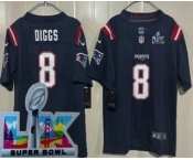 Youth New England Patriots #8 Stefon Diggs Limited Navy Super Bowl LX Vapor Jersey