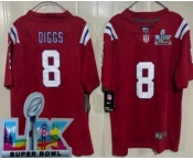 Youth New England Patriots #8 Stefon Diggs Limited Red Super Bowl LX Vapor Jersey