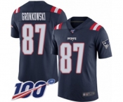 Youth New England Patriots #87 Rob Gronkowski Limited Navy Blue Rush Vapor Untouchable 100th Season Football Jersey