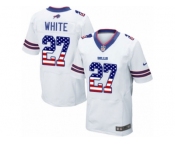 Men Nike Buffalo Bills #27 TreDavious White Elite White Road USA Flag Fashion NFL Jersey