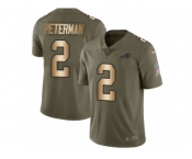 Men Nike Buffalo Bills #2 Nathan Peterman Limited Olive Gold 2017 Salute to Service NFL Jersey