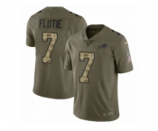 Men Nike Buffalo Bills #7 Doug Flutie Limited Olive Camo 2017 Salute to Service NFL Jersey