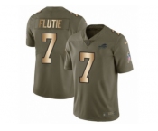 Men Nike Buffalo Bills #7 Doug Flutie Limited Olive Gold 2017 Salute to Service NFL Jersey