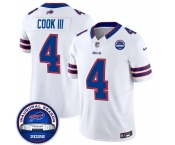 Men's Buffalo Bills #4 James Cook III White F.U.S.E. 2026 Inaugural Season at Highmark Stadium Football Stitched Jersey Men's Buffalo Bills #4 James Cook III White F.U.S.E. 2026 Inaugural Season at Highmark Stadium Football Stitched Jersey