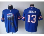 nike nfl jerseys buffalo bills #13 johnson blue[helmet tri-blend limited]