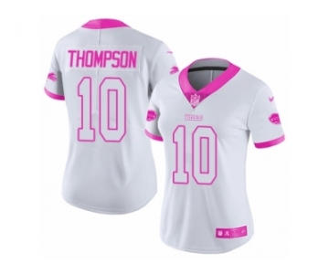 Women Nike Buffalo Bills #10 Deonte Thompson Limited White Pink Rush Fashion NFL Jersey