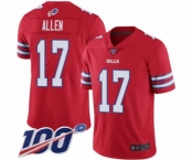 Youth Buffalo Bills #17 Josh Allen Limited Red Rush Vapor Untouchable 100th Season Football Jersey