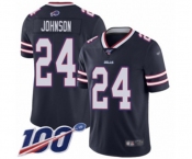 Youth Buffalo Bills #24 Taron Johnson Limited Navy Blue Inverted Legend 100th Season Football Jersey
