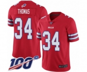 Youth Buffalo Bills #34 Thurman Thomas Limited Red Rush Vapor Untouchable 100th Season Football Jersey