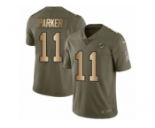 Men Nike Miami Dolphins #11 DeVante Parker Limited Oliv Gold 2017 Salute to Service NFL Jersey