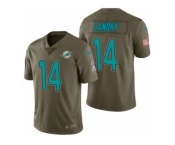 Men Nike Miami Dolphins #14 Jarvis Landry Olive 2017 Salute to Service Limited Jerseys