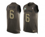 Men Nike Miami Dolphins #6 Jay Cutler Limited Green Salute to Service Tank Top NFL Jersey