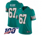 Men's Miami Dolphins #67 Daniel Kilgore Aqua Green Alternate Vapor Untouchable Limited Player 100th Season Football Jersey