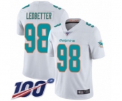 Men's Miami Dolphins #98 Jonathan Ledbetter White Vapor Untouchable Limited Player 100th Season Football Jersey