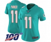 Women's Miami Dolphins #11 DeVante Parker Aqua Green Team Color Vapor Untouchable Limited Player 100th Season Football Jersey
