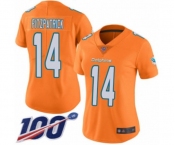 Women's Miami Dolphins #14 Ryan Fitzpatrick Limited Orange Rush Vapor Untouchable 100th Season Football Jersey