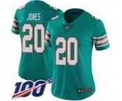 Women's Miami Dolphins #20 Reshad Jones Aqua Green Alternate Vapor Untouchable Limited Player 100th Season Football Jersey