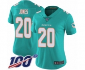 Women's Miami Dolphins #20 Reshad Jones Aqua Green Team Color Vapor Untouchable Limited Player 100th Season Football Jersey