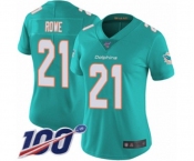 Women's Miami Dolphins #21 Eric Rowe Aqua Green Team Color Vapor Untouchable Limited Player 100th Season Football Jersey