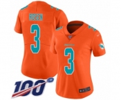 Women's Miami Dolphins #3 Josh Rosen Limited Orange Inverted Legend 100th Season Football Jersey