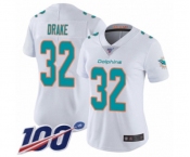 Women's Miami Dolphins #32 Kenyan Drake White Vapor Untouchable Limited Player 100th Season Football Jersey