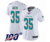 Women's Miami Dolphins #35 Walt Aikens White Vapor Untouchable Limited Player 100th Season Football Jersey