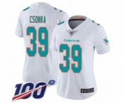 Women's Miami Dolphins #39 Larry Csonka White Vapor Untouchable Limited Player 100th Season Football Jersey