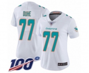 Women's Miami Dolphins #77 Adam Joseph Duhe White Vapor Untouchable Limited Player 100th Season Football Jersey