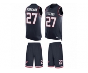 Men's Nike Houston Texans #27 D'Onta Foreman Limited Navy Blue Tank Top Suit NFL Jersey