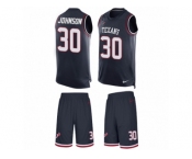 Men's Nike Houston Texans #30 Kevin Johnson Limited Navy Blue Tank Top Suit NFL Jersey