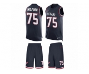 Men's Nike Houston Texans #75 Vince Wilfork Limited Navy Blue Tank Top Suit NFL Jersey