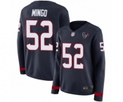 Women's Houston Texans #52 Barkevious Mingo Limited Navy Blue Therma Long Sleeve Football Jersey
