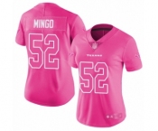 Women's Houston Texans #52 Barkevious Mingo Limited Pink Rush Fashion Football Jersey