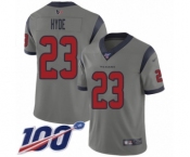Youth Houston Texans #23 Carlos Hyde Limited Gray Inverted Legend 100th Season Football Jersey