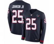 Youth Houston Texans #25 Duke Johnson Jr Limited Navy Blue Therma Long Sleeve Football Jersey
