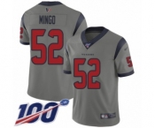 Youth Houston Texans #52 Barkevious Mingo Limited Gray Inverted Legend 100th Season Football Jersey