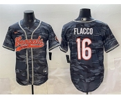 Men's Cincinnati Bengals #16 Joe Flacco Grey Camo With Patch Cool Base Stitched Baseball Jersey